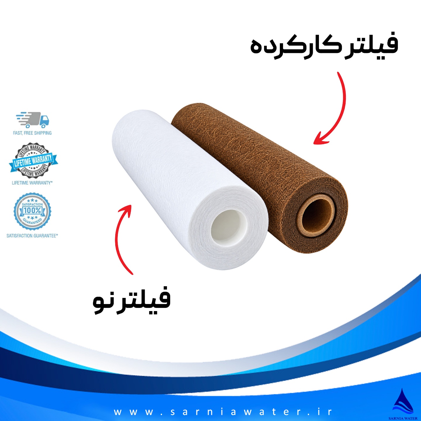 فیلتر الیافی ۵ میکرون دستگاه تصفیه آب 2 فیلترهای الیافی 5 میکرون نو و کارکرده